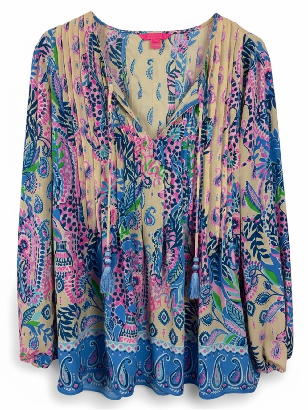 Lilly Pulitzer Marilina Tunic Flocking to Paradise Engineered Paisley Size Large